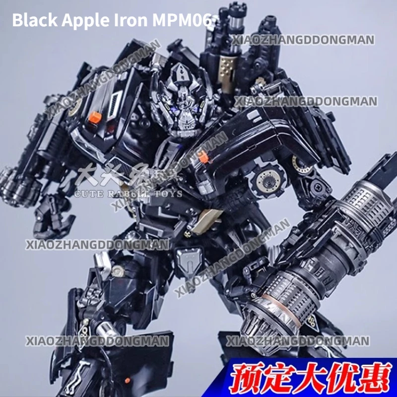 New Black Apple Tin Deformation Toy Enlarged Version MPM06 Mold Modified Alloy Tin Movable Car Robot Model