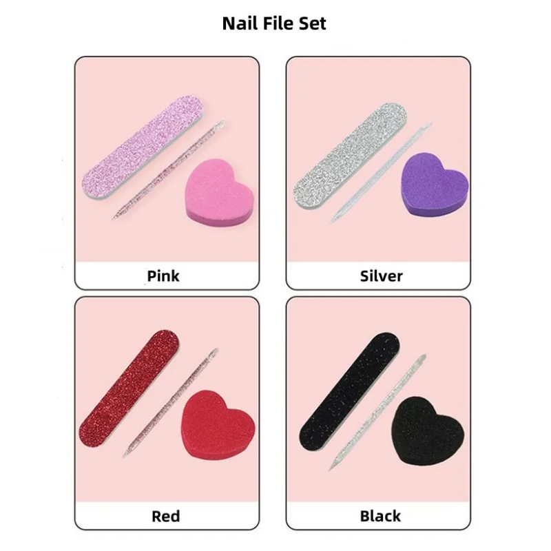 

3pcs/set Nail File Set Nail Art Crystal Dotting Pen, Heart-shaped Tofu Block, File For Polishing and Shaping Manicure Tool Set