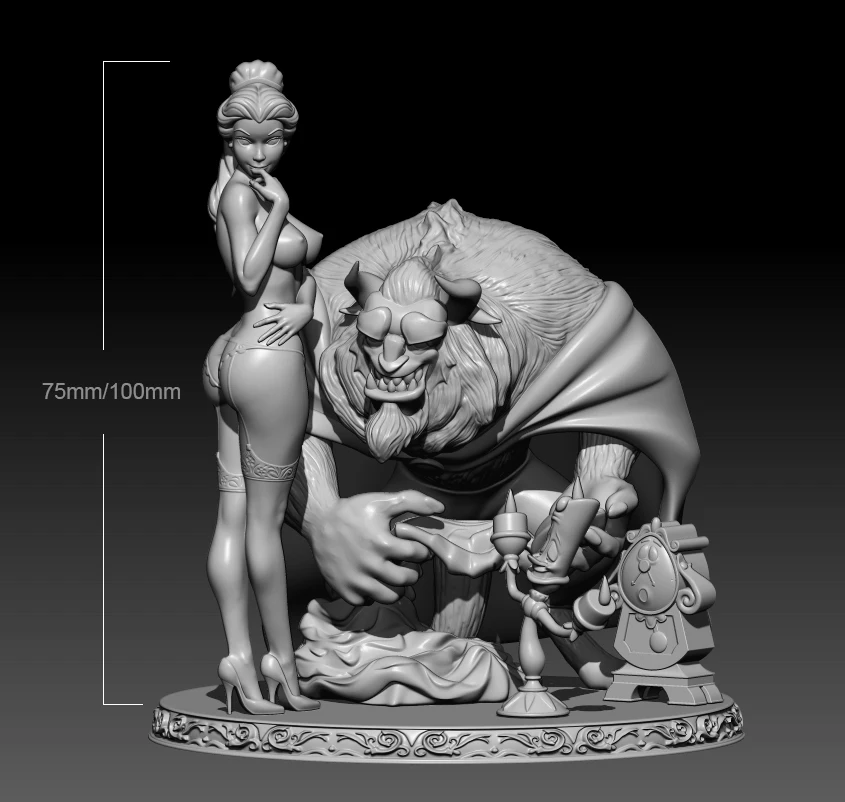 

1/24 75mm 1/18 100mm Resin Model Kits Beauty Girl Beast Figure Unpainted No Color RW-182