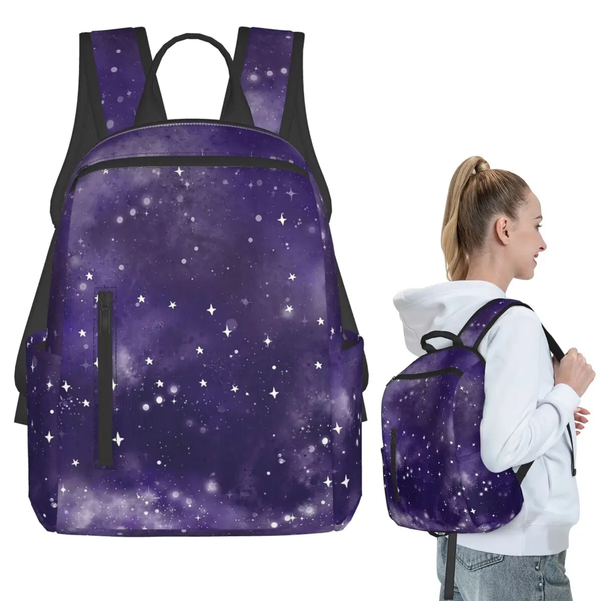 

Starry Purple Galaxy Backpack Student BookBag Kids School Bag Computer Shoulder Bags Men Women