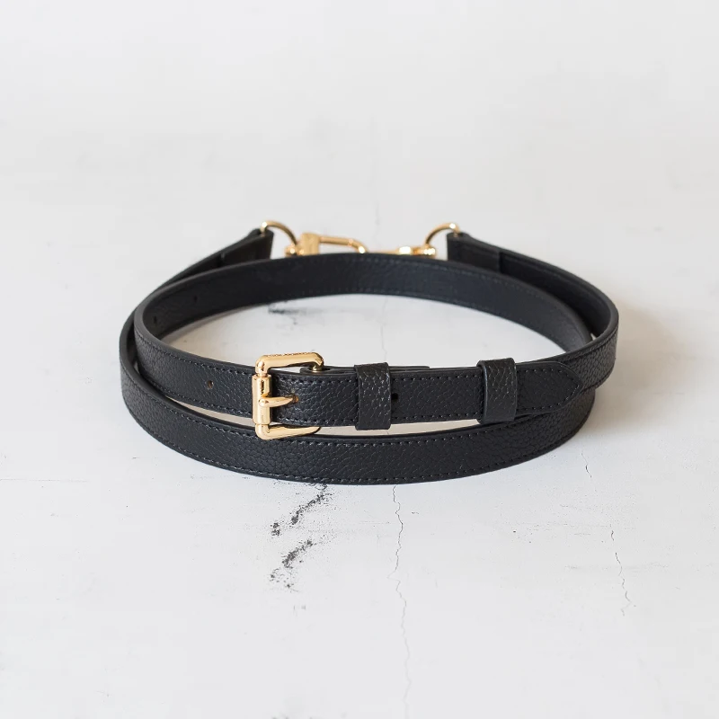 Черная женская сумка «три в одном» с узором личи из натуральной кожи с тонким плечевым ремнем и диагональным ремнем из натуральной кожи