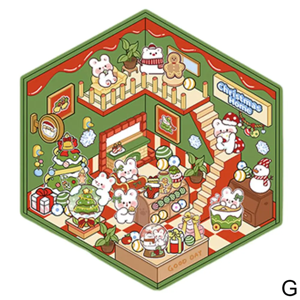 3D Storage Landscaping Stickers 3D Cartoon Miniature Scene Landscape Stickers Visual Stacking 3D Stickers For Kids T7H9