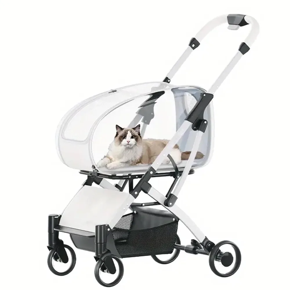 

Cat Stroller, Foldable Pet Stroller for Large Cat or Small Dogs with Detachable Carrier,Lightweight, Pet Cart