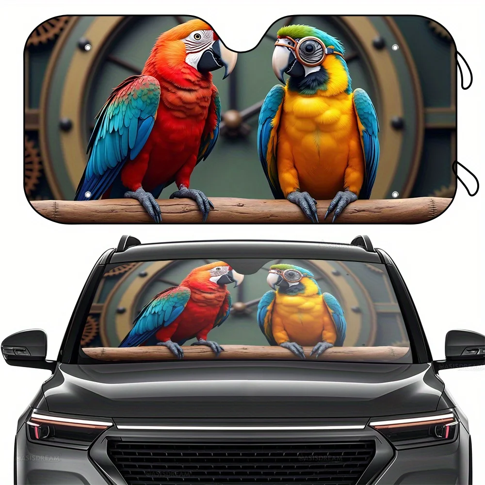 

1pc Sunshade For RV Windshield Featuring Two Vibrant Parrots Design - Front Window Windshield For RV, SUV, Trucks - Interior Sun
