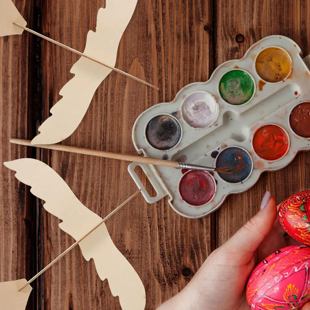 4Pcs Wooden Eagle Shape DIY Painting Handcraft Kids Educational Creative Craft Supplies for Hand Coordination and Desktop