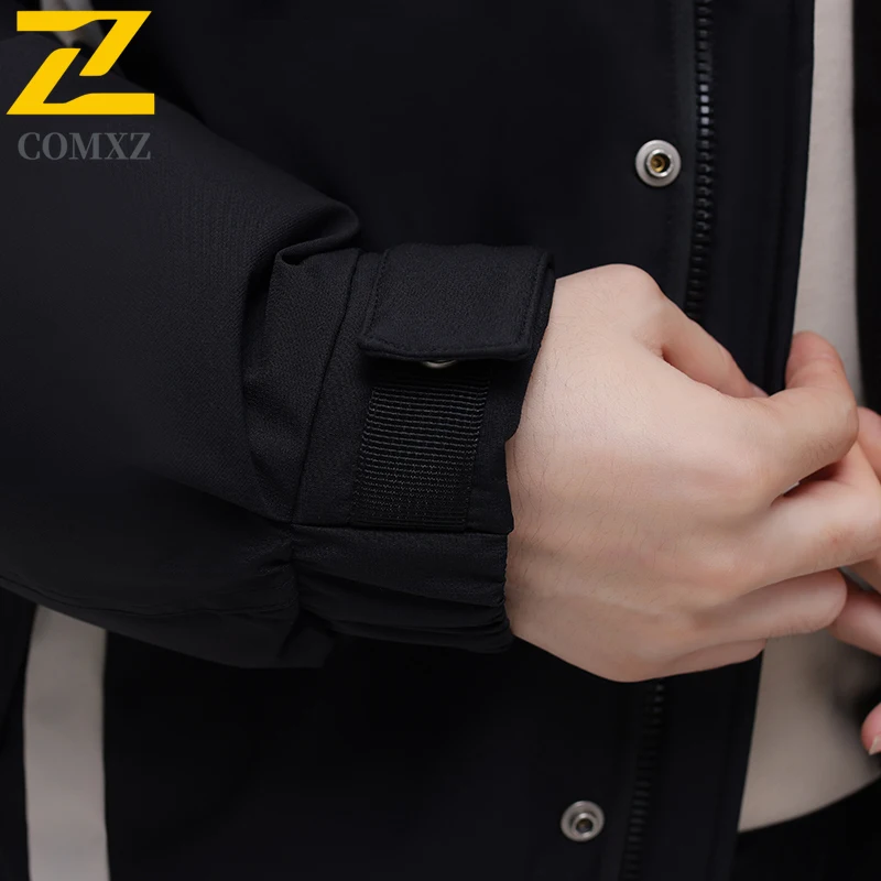 COMXZ Winter Short Down Jacket Men Outdoor Mountaineering Thickened Warm Puffer Coat Classic Hooded Daily Wear Windproof Parka