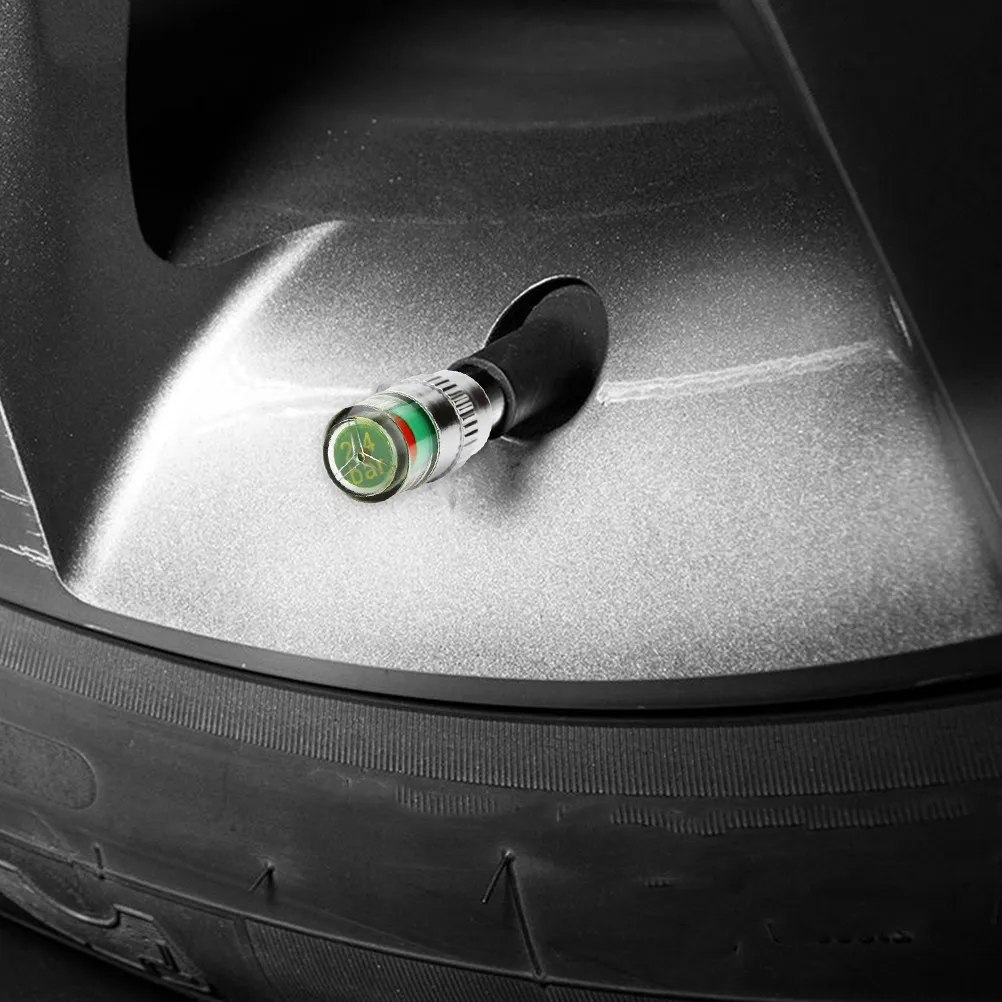 

1Set Tire Pressure Monitor Caps Car Tyre Pressure Indicator Three Color Anti-Theft Stem Caps Copper Stainless Three Color