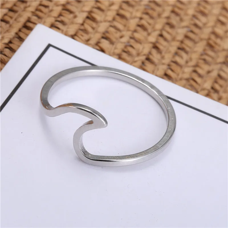 Fashion Simple Boho Jewelry Wave Stainless Steel Ring Women Bohemian Trending Products Women\'s Stainless Steel Jewelry