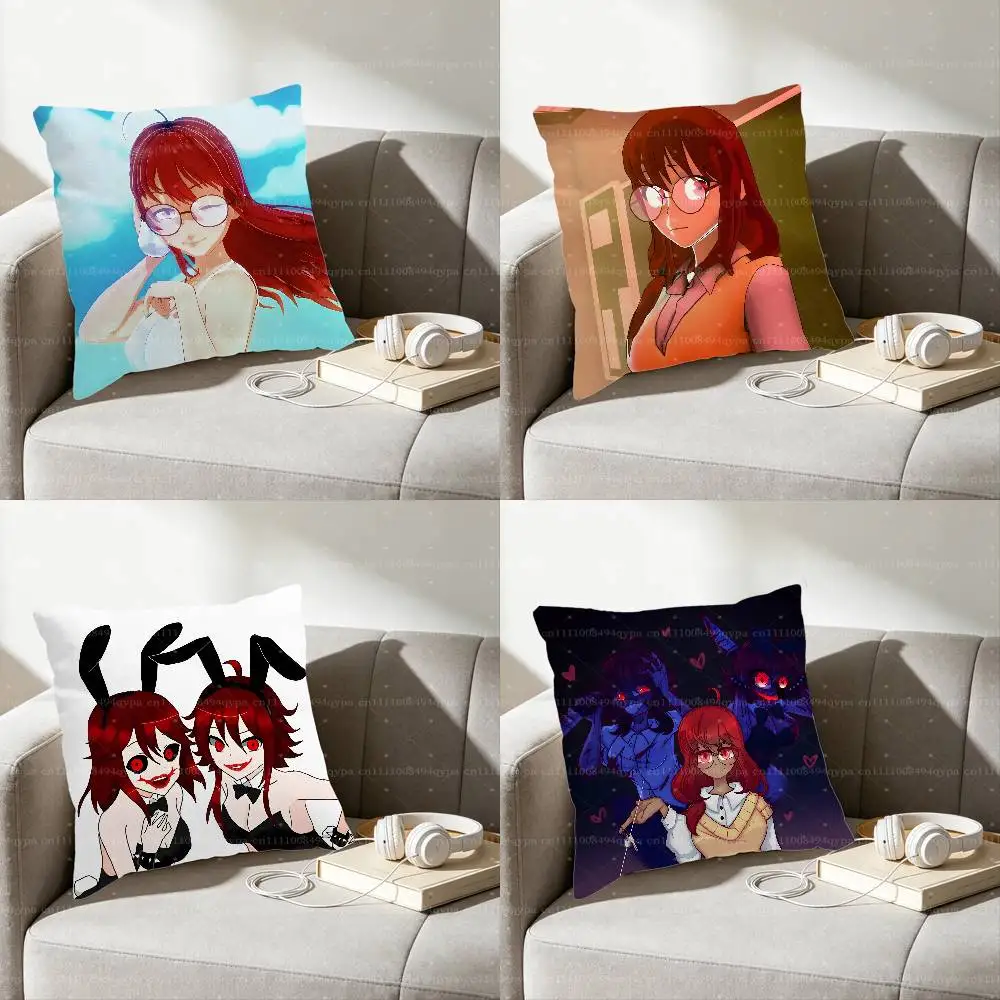 S-Saiko No Sutoka Saiko Chan Throw Pillows Cover Sofa Couch Pillow Cases for Indoor Home Decor Living Room Women Bedroom
