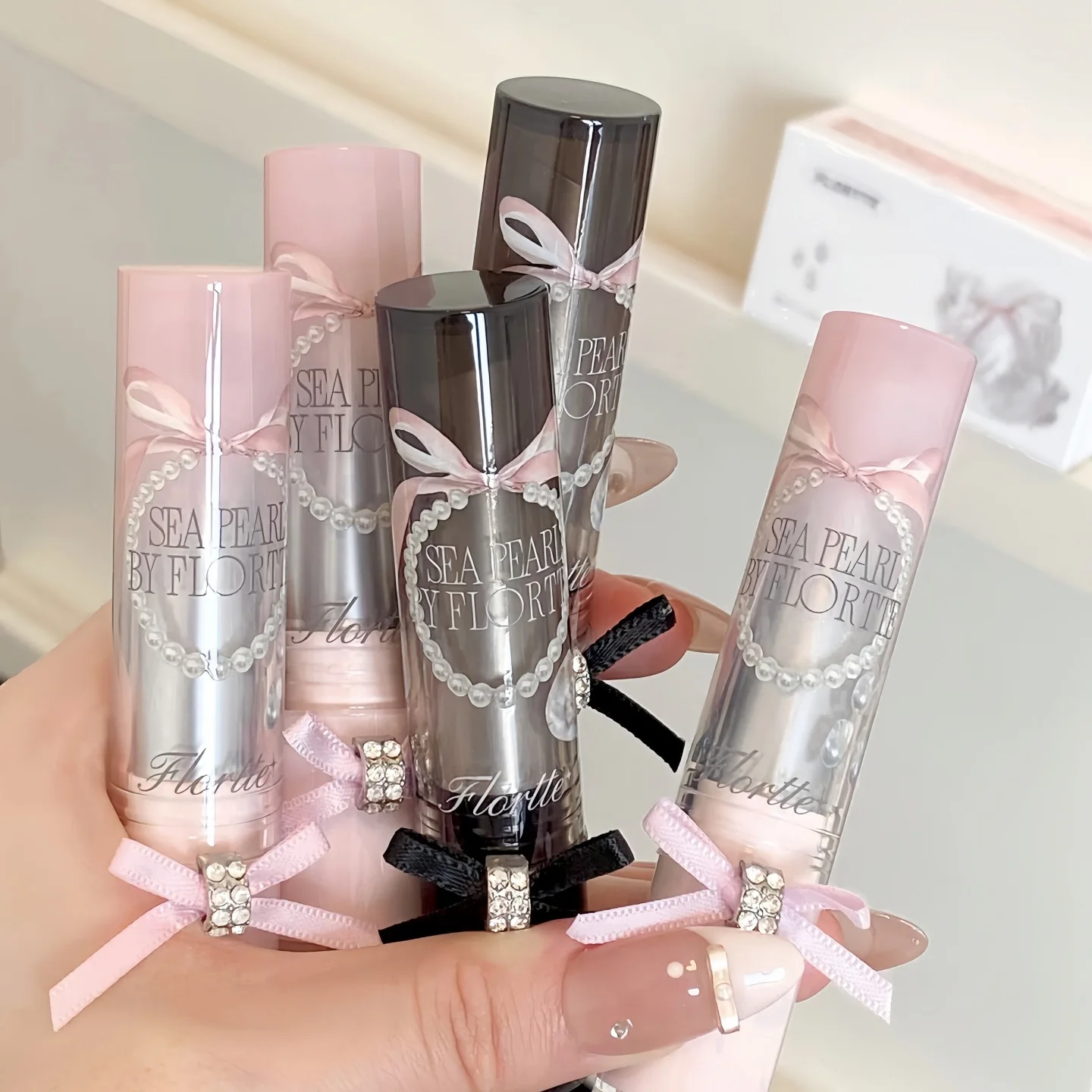 Original Flortte Solid Lip Glaze LipGloss Lipsticks Moisturizing Nourishing Non-Stripping  Mirror Watery Lip Glaze Makeup Beauty