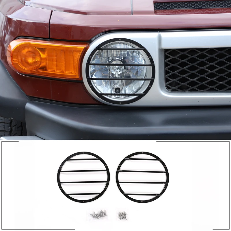 

For Toyota FJ Cruiser 2007-2021 Car headlight decorative protective grille carbon steel Auto Accessories 2 Pcs