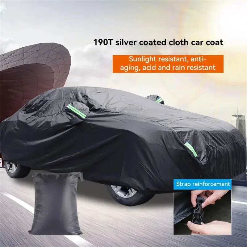 Car Thicker Car Coat Full Car Cover Sunscreen Uv Protective Cover Reflective Stripes Dust Cover Winter Outdoor Snow Car Cover