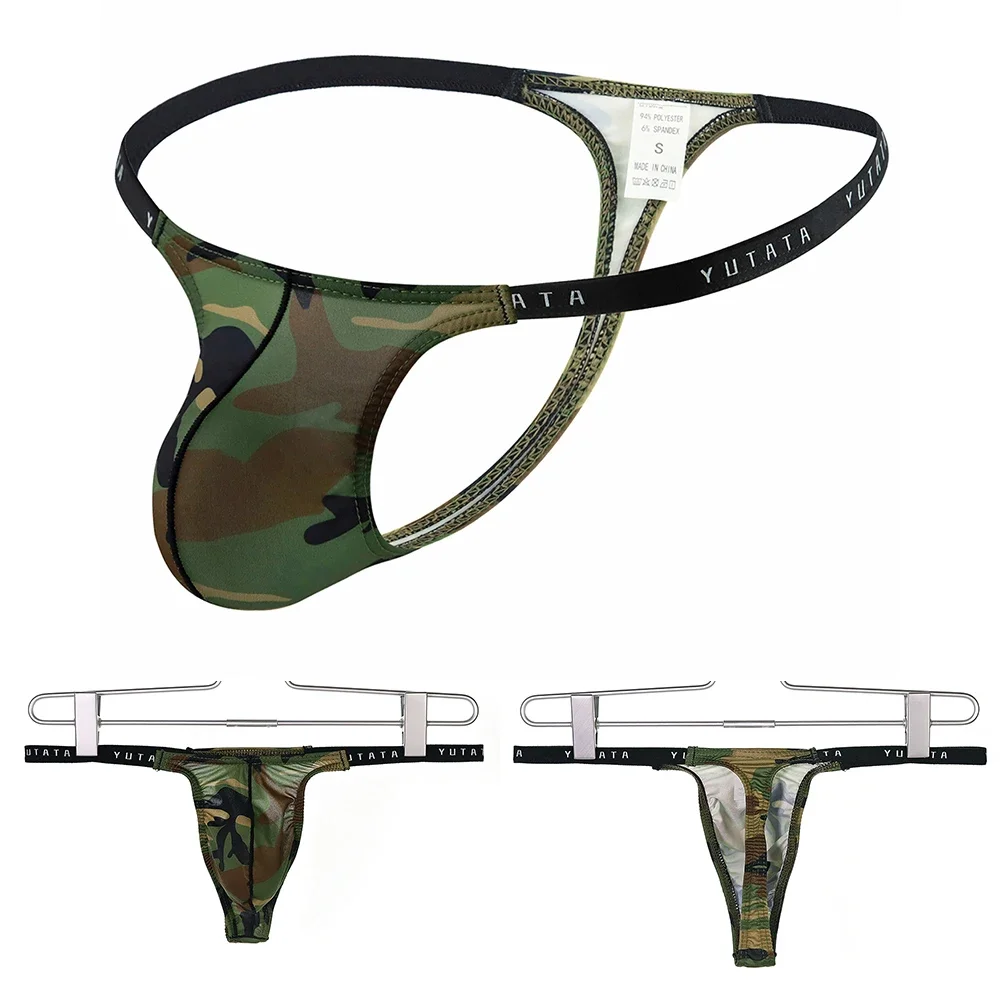 Sexy Men\'s Thongs Camouflage Bulge Pouch Briefs G-String Bikini Men Breathable Panties Brazilian Thong Underwear For Men