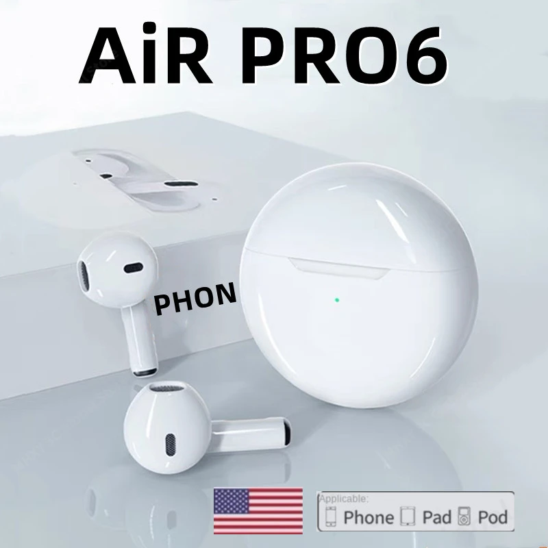 Air Pro 6 TWS Wireless Headphones with Mic Fone Bluetooth Earphones Sport Running Headset for Apple iPhone Xiaomi Pro6 Earbuds