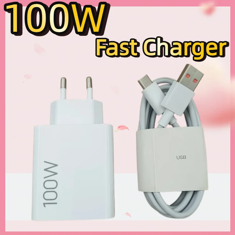 100W USB Fast Charger Turbo For Redmi K90 K80 EU Fast Charge Adapter 6A USB Cable For Mi 17 15 14 Ultra Poco X7 F8 Pro