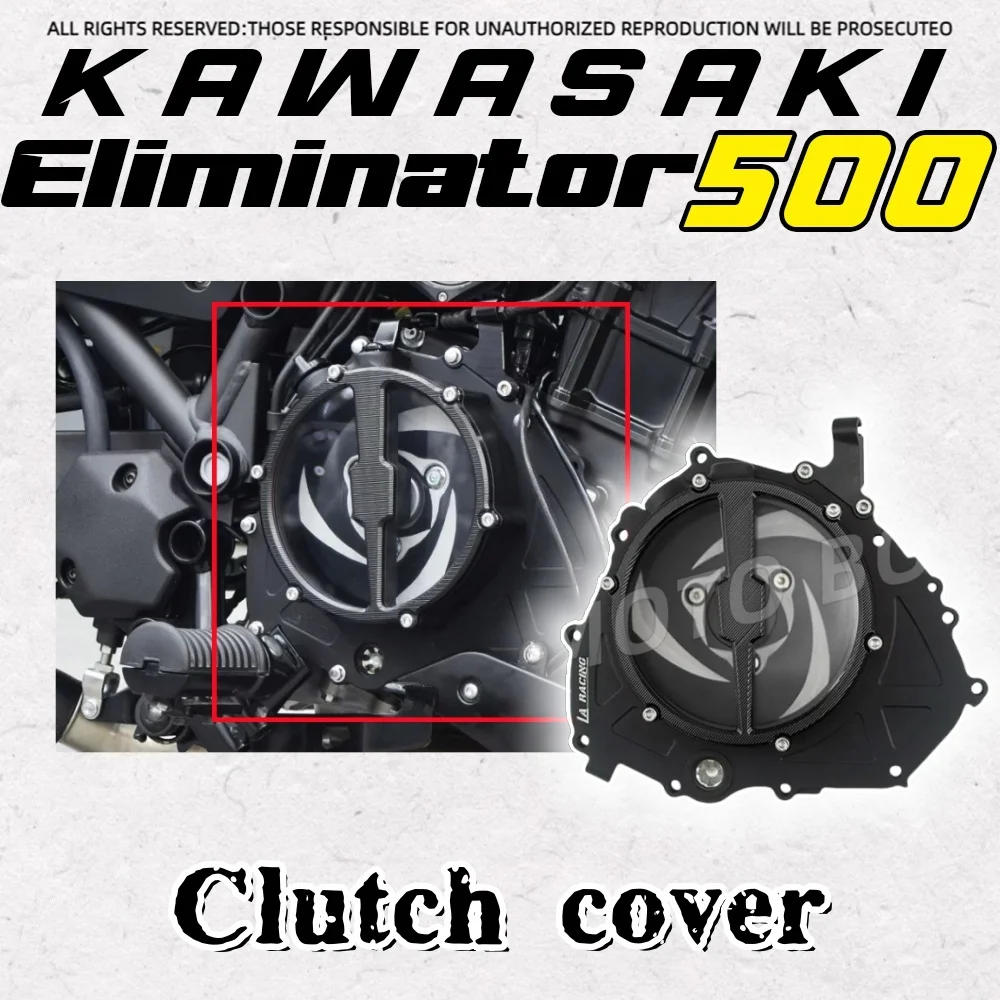 For Kawasaki Eliminator 500 custom transparent clutch cover retro decorative engine side cover accessories