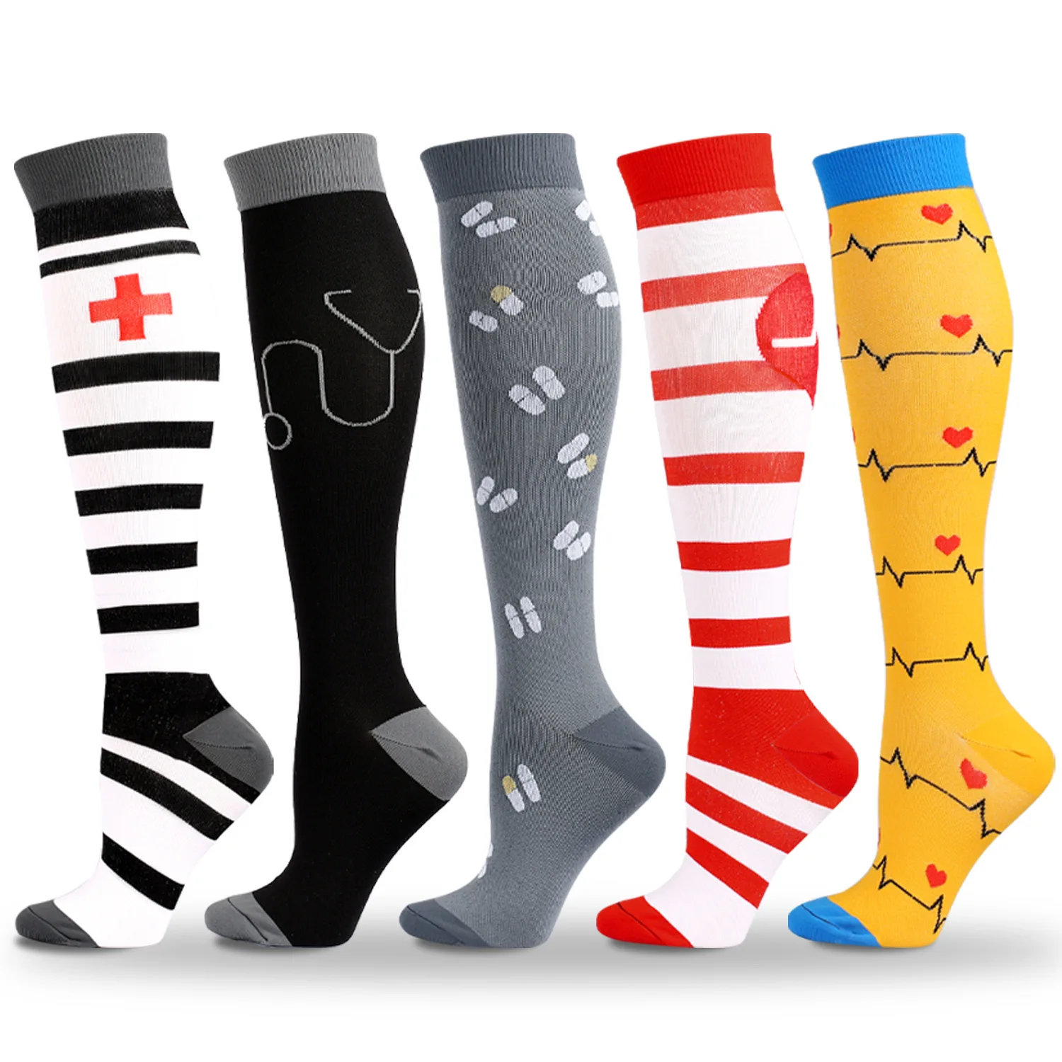 Chaussettes de compression élastiques en nylon pour le sport, la course à pied, la ULà sauter, les mollet assiste, 6 paires