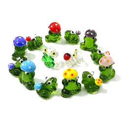 2pcs New Prayer Worship Frog Miniature Figurine Glass Ornaments Japanese Style Home Fairy Garden Decor Easter Animal Tiny Statue