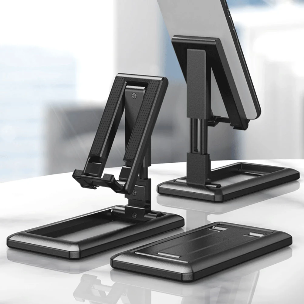 

Tablet Holder Mobile Phone Stand Desktop Bedside Lazy Folding Rack Foldable Cellphone Adjustable Black