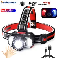 Most Powerful LED Headlamp Rechargeable Work Light COB with IR Sensor Camping Waterproof-Best Head Lamp built-in battery