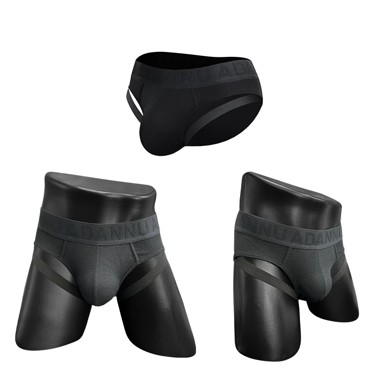 

2PCS Sexy Leg Strap Mens Sports Fitness Briefs Male Underwear Gays Slip Bikini Jockstrap Underpants Cotton Homme Bikini Briefs