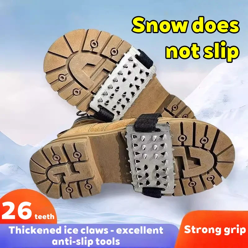 Outdoor 26Teeth Climbing Crampons Anti-Slip Mountaineering Cleats Unisex Snow Claw Shoe Covers Walking Hiking Accessories Spikes
