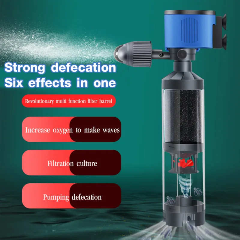 Innovative Aquarium Filter 6 in 1 Fish Toilet Filter Pump with Internal Siphon Toilet and Waste Collection System Aquarium Filt