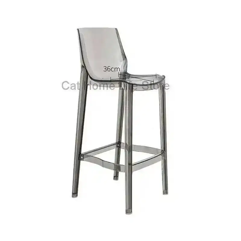 Kursi Bar Transparan Sandaran Akrilik Kristal Nordik Kursi Bar Sederhana Modern Furnitur Bangku Berkaki Tinggi yang Dipersonalisasi