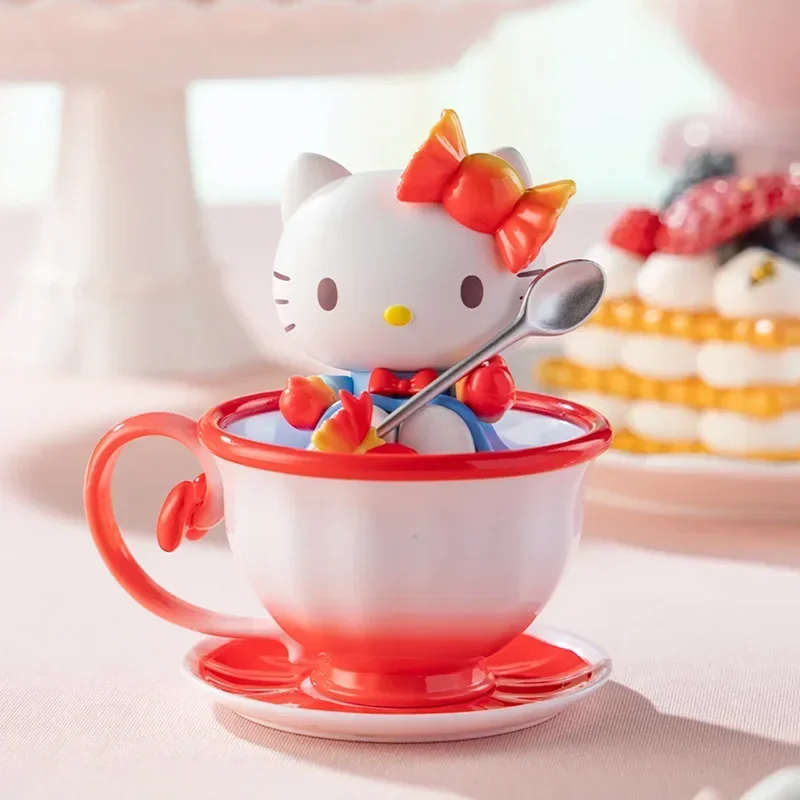 Personagens Bubble Tea Cup Blind Box, Hello Kitty Pachacco Desktop Decor, Modelo de Coleção Brinquedos, Meninas Presente, Novo