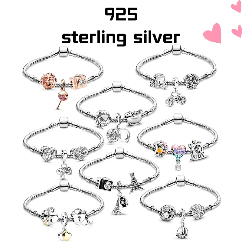 

Valentine's Day Style Charm Bracelet With Romantic Hot Air Balloon Ferris Wheel Charm Beads Pendant DIY Jewelry For Woman Lover