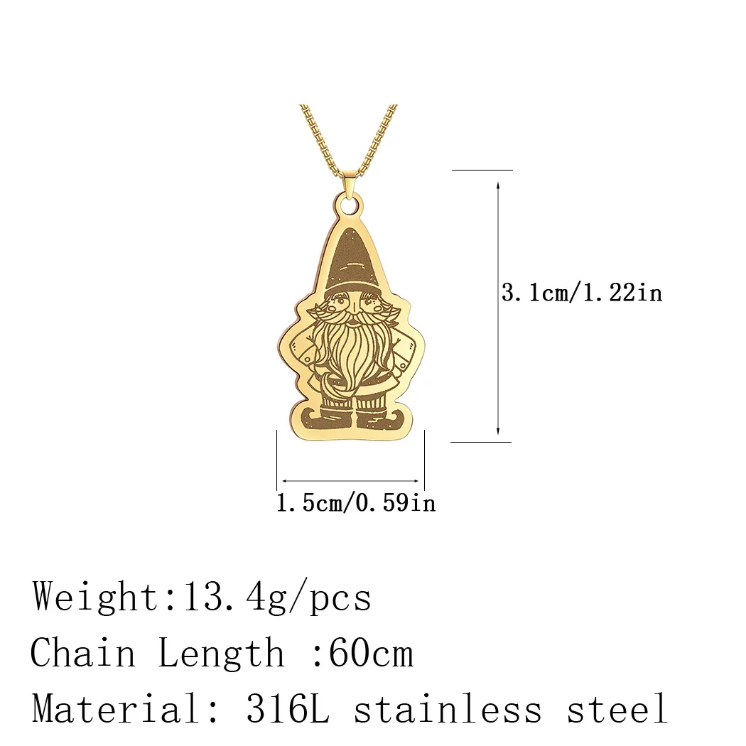 Kinitial Garden Gnome Clipart Pendant Necklace For Women Men Christmas Jewelry Accessories Neck Chain Necklace Birthday Gifts image 2
