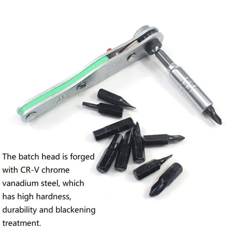 ポータブル双方向ラチェットドライバーセット、多目的ドライバーセット、耐久性のあるハンドツール、グレー、12個