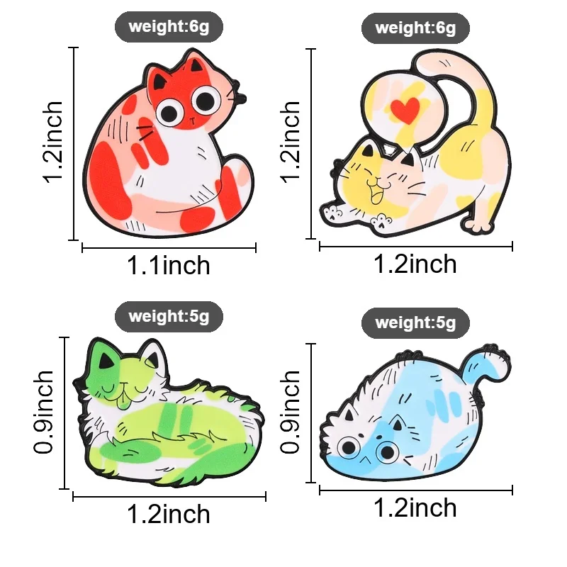 Cartoon Graffiti Colorful Cat Badge, Cute Chubby Cat Enamel Pin, Fashion Backpack Clothing Accessory, Cute Gift For Cat Lovers