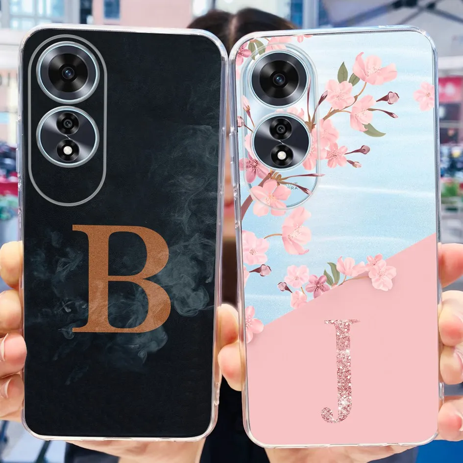 For OPPO A60 4G Case Cute A Z Letters Clear Soft Silicone Phone Cases For OPPOA60 CPH2631 Protect Back Cover For OPPO A60 Fundas