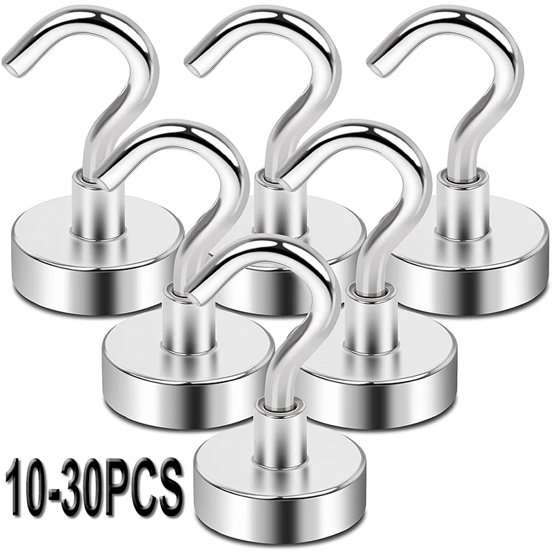 

10-30 PCS Magnetic Hooks Refrigerator Kitchen Wall Hanging Toilet Cup Key Coat Magnet Hanger Hook For Workplace Office Garage