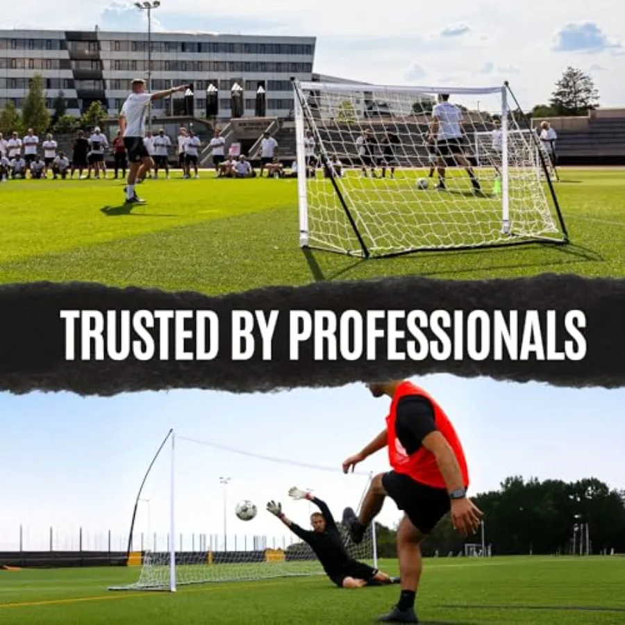 شبكة كرة قدم QuickPLAY Kickster Soccer Goal Range محمولة للغاية في الفناء الخلفي للبالغين مع إعداد سريع وسهل يتضمن شبكة و