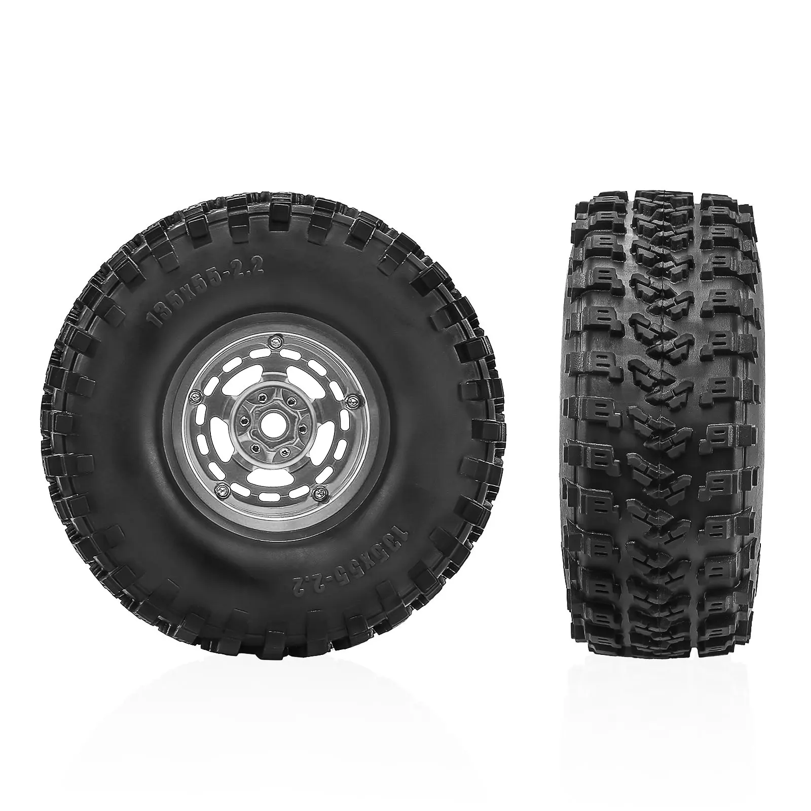 

4PCS 2.2" RC Crawler Tires with Beadlock Wheels 12mm Hex Adapter Easy Install for Axial SCX10 TRX4 TRX6 Gen8 1/10 Scale Crawler