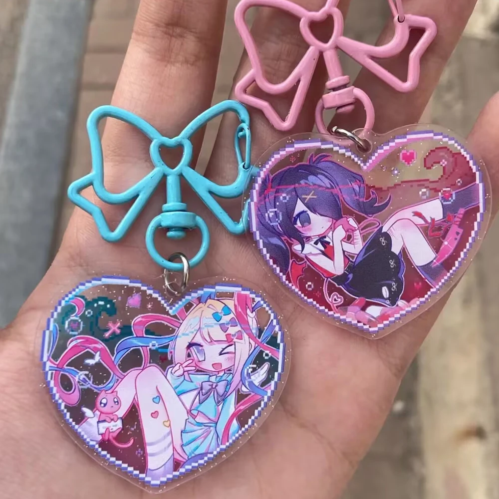 Spiel NEEDY GIRL OVERDOSE Rain Ame KAngel Cosplay Schlüsselanhänger Acryl Schlüsselkette Cartoon Figur Herz Anhänger Schlüsselring Taschenzubehör – Detail 5