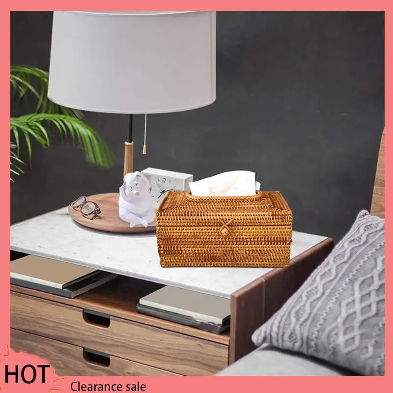 

A88Z 4X Paper Rack Rattan Tissue Box Elegant Home Decoration Handmade Desktop Tissue Container Napkin Storage Case