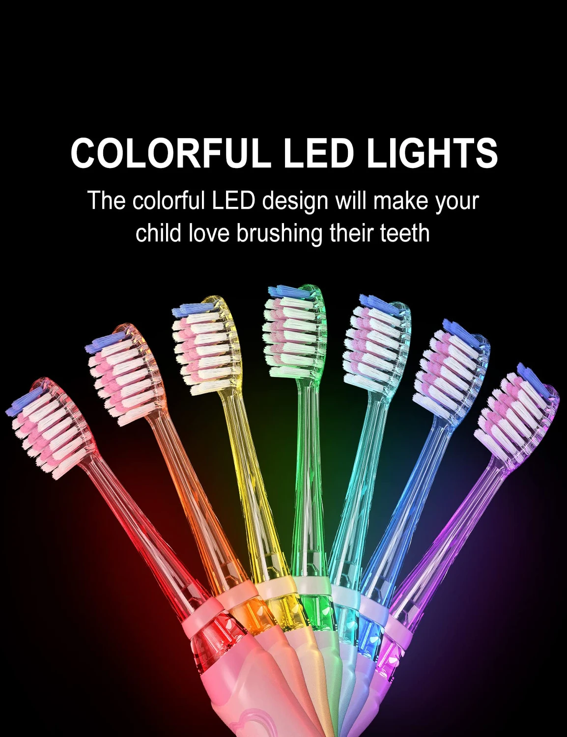 SEAGO SG-977 EK6 Kids Electric Toothbrush Battery Powered Cartoon Tooth Brush LED Colorful Light 2 Mins Timer For Kid Oral Care