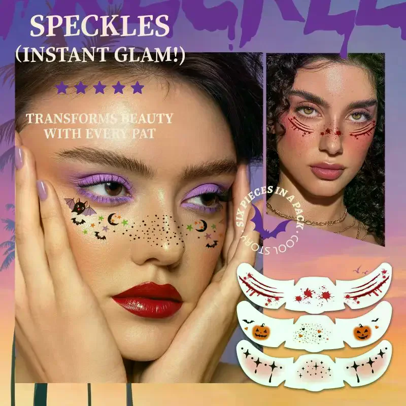 6 أوراق ملصقات النمش عيد الميلاد ماكياج ختم حزب ماكياج التصحيح الوجه الوشم الخد ماكياج الوشم الوجه أحمر الخدود بقعة ملصقات #3