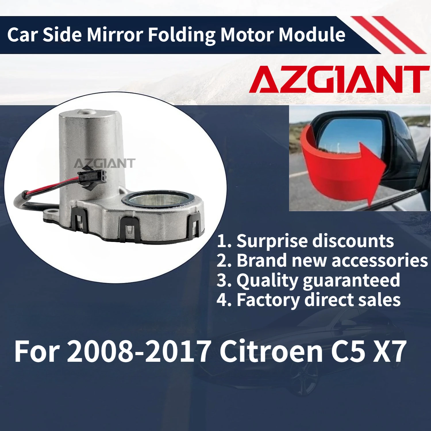 

For 2008-2017 Citroen C5 X7 Azgiant Car rearview mirror electric folding motor module Auto Accessories 100% compatible New parts