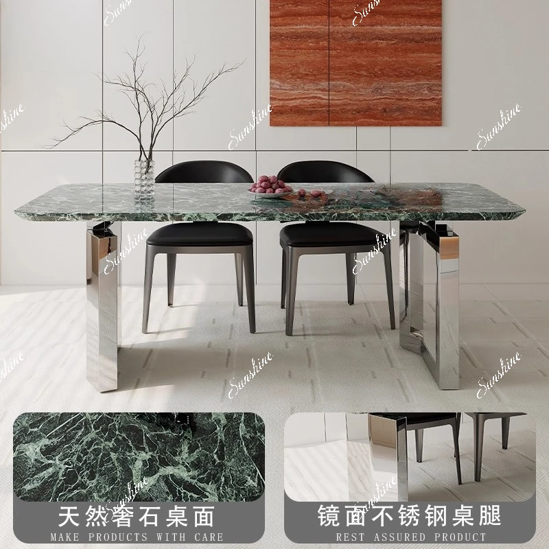 Luxury stone long dining table, Italian light luxury minimalist marble, modern desk