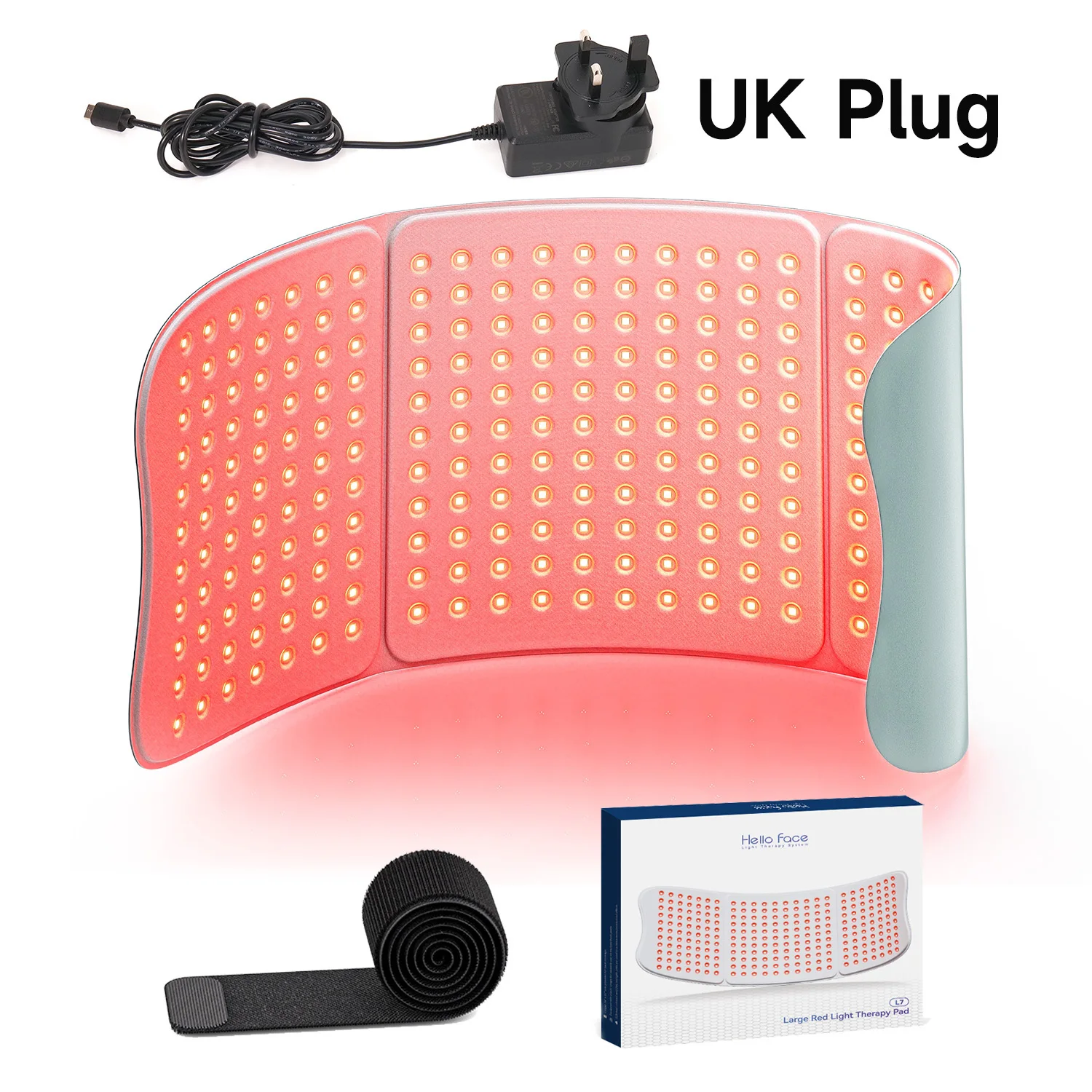 Roodlichttherapiekussen 660nm 850nm voor verlichting van lichaamspijn, grote 30x12inch mat met timer - Hello Face L7 Tri-Chip nabij infrarood