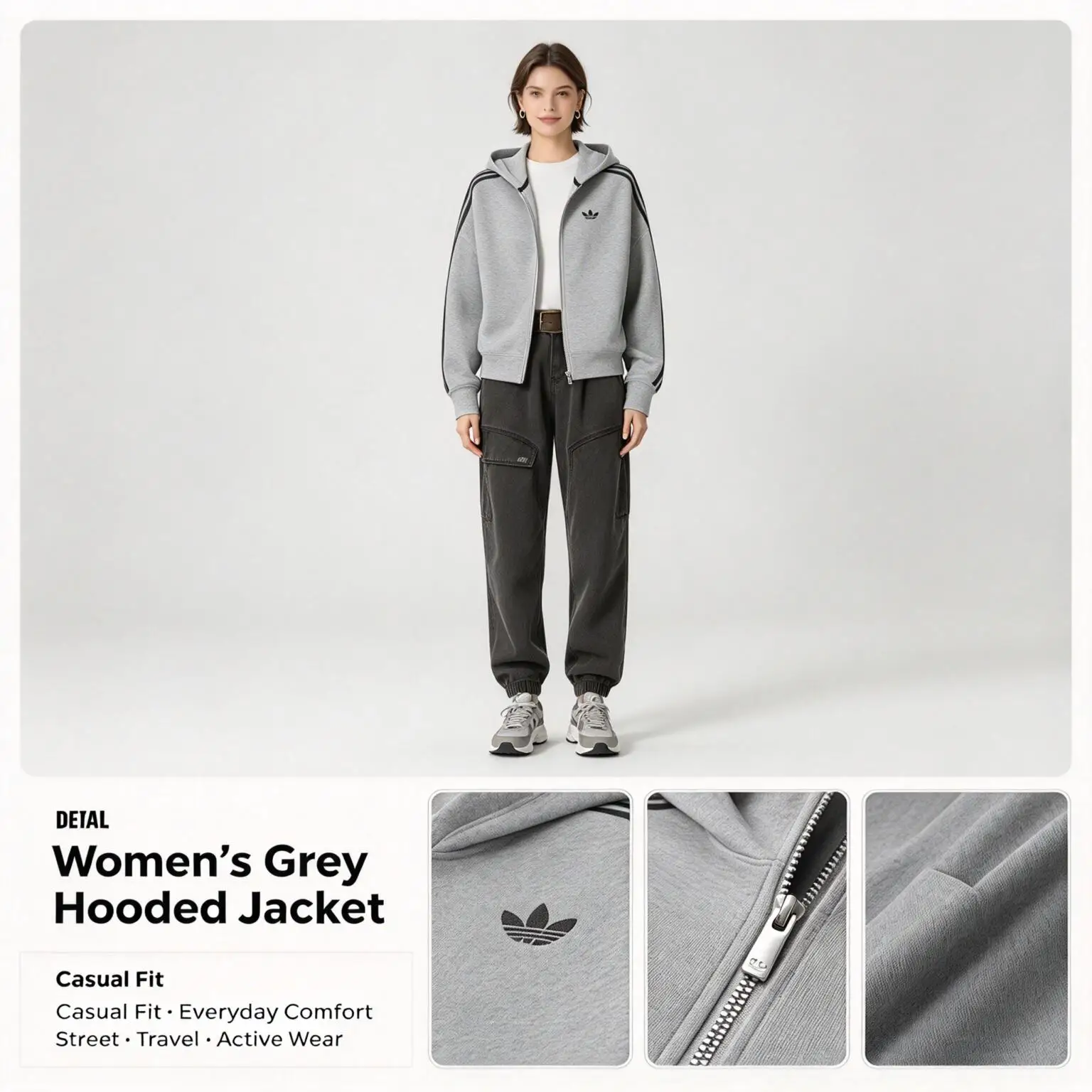 Adidas SPACER 3S FZ JY2620 Genuine Clover Women's Loose Short Daily Casual Jacket