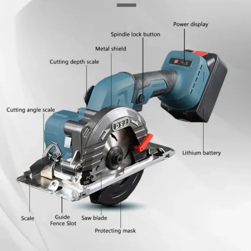 Brushless Circular Saw 5 Inch 125mm Multifunctional Cutting Tool Handheld Cordless Electric Chainsaw for Makita 18V Battery