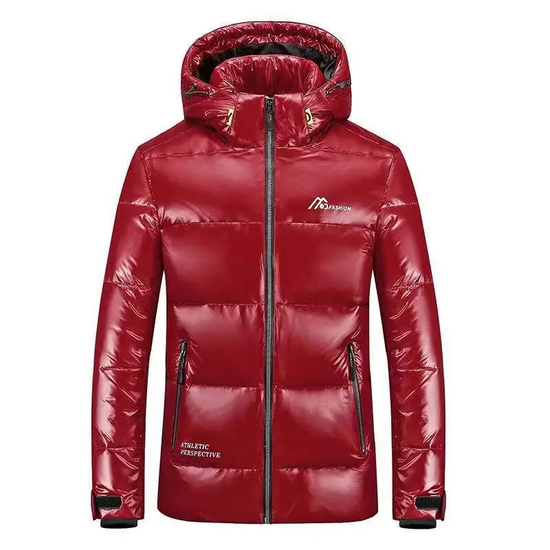 Fashionable Down Coat with Shiny Surface for Men and Women Waterproof Detachable Hood Puffer Jackets Unisex Outerwear JK-963