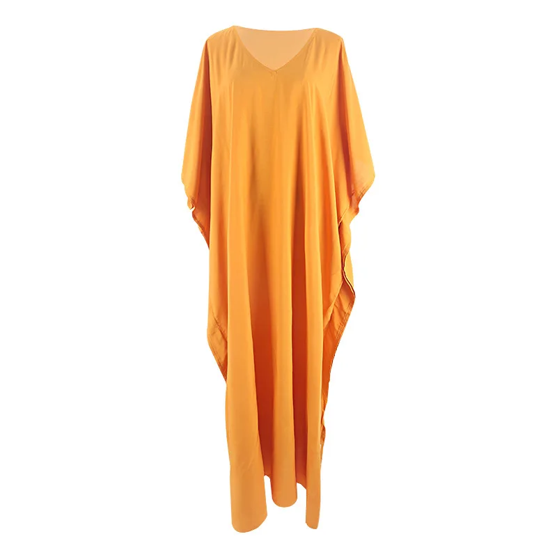 Robe longue en rayonne pour femmes, style boho, sexy, cover up pour les maillots de bain, couleur unie, kaftans, kimono, vêtements de plage, été