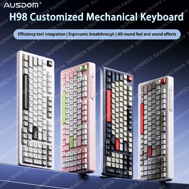 

Ausdom H98 Wireless Mechanical Keyboard Bluetooth 2.4G Wired RGB Customized Gaming Office Keyboard MDA Profile Gasket Structure