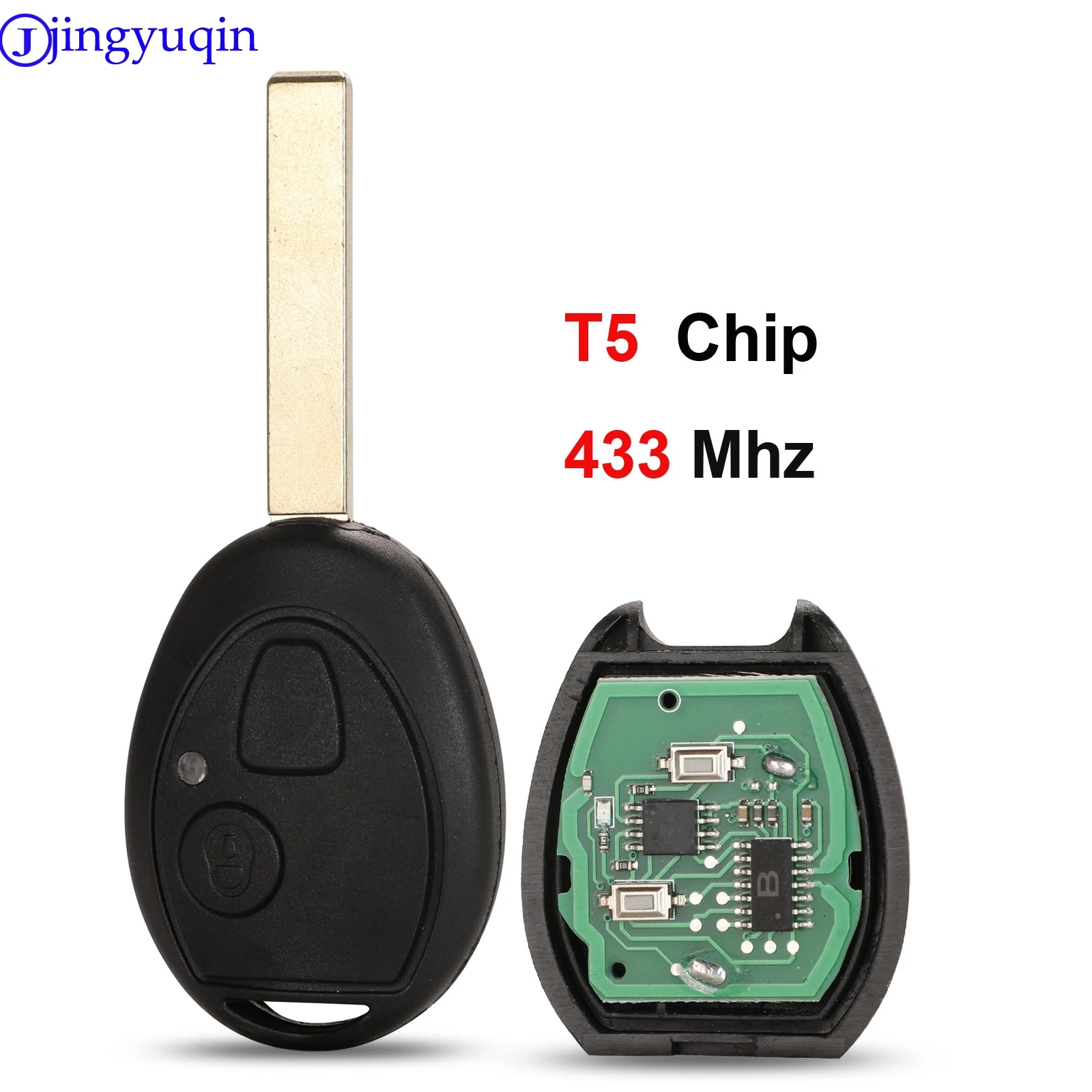 

jingyuqin 2 Buttons Car Key Shell T5 Chip 433Mhz For MG BMW Mini Cooper R53 R50 S for Land Rover 75 Z3 Z4 X3 X5 e46 e39 e36 e34